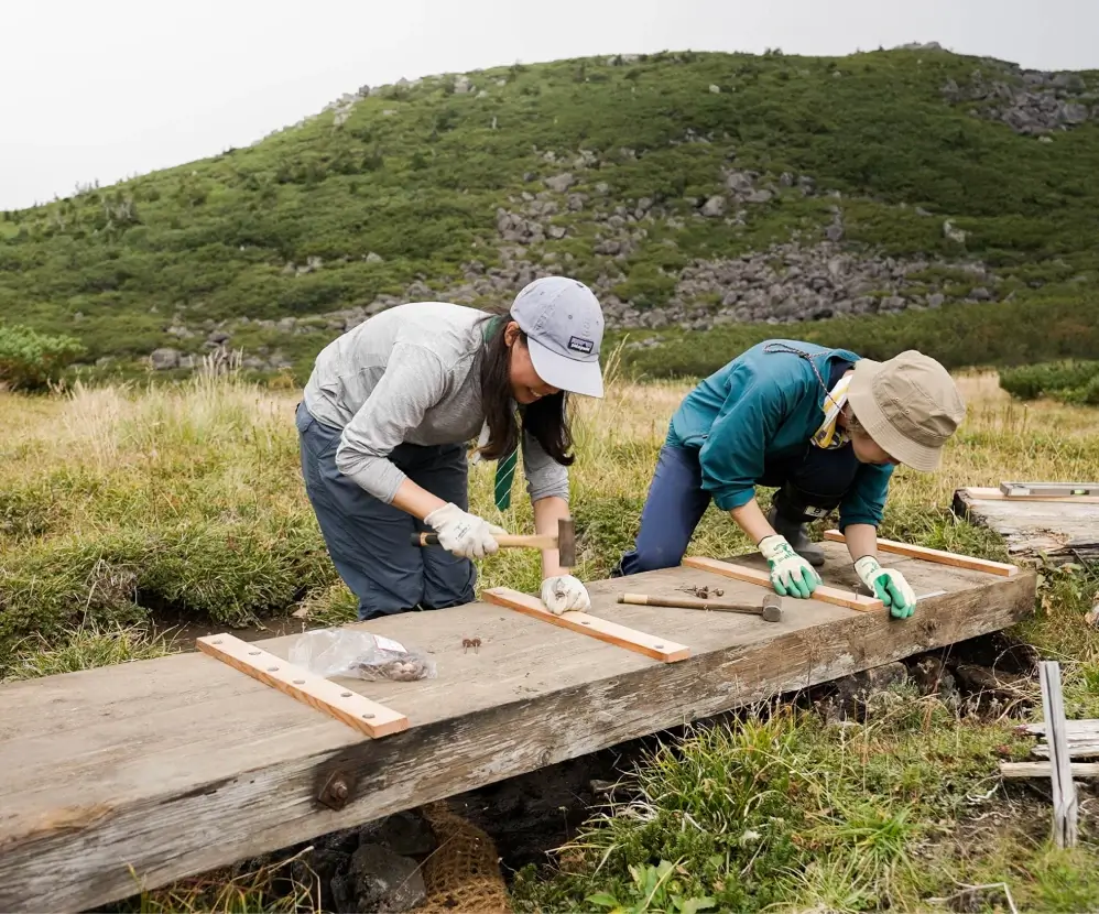 アルプス庭園の木道修繕